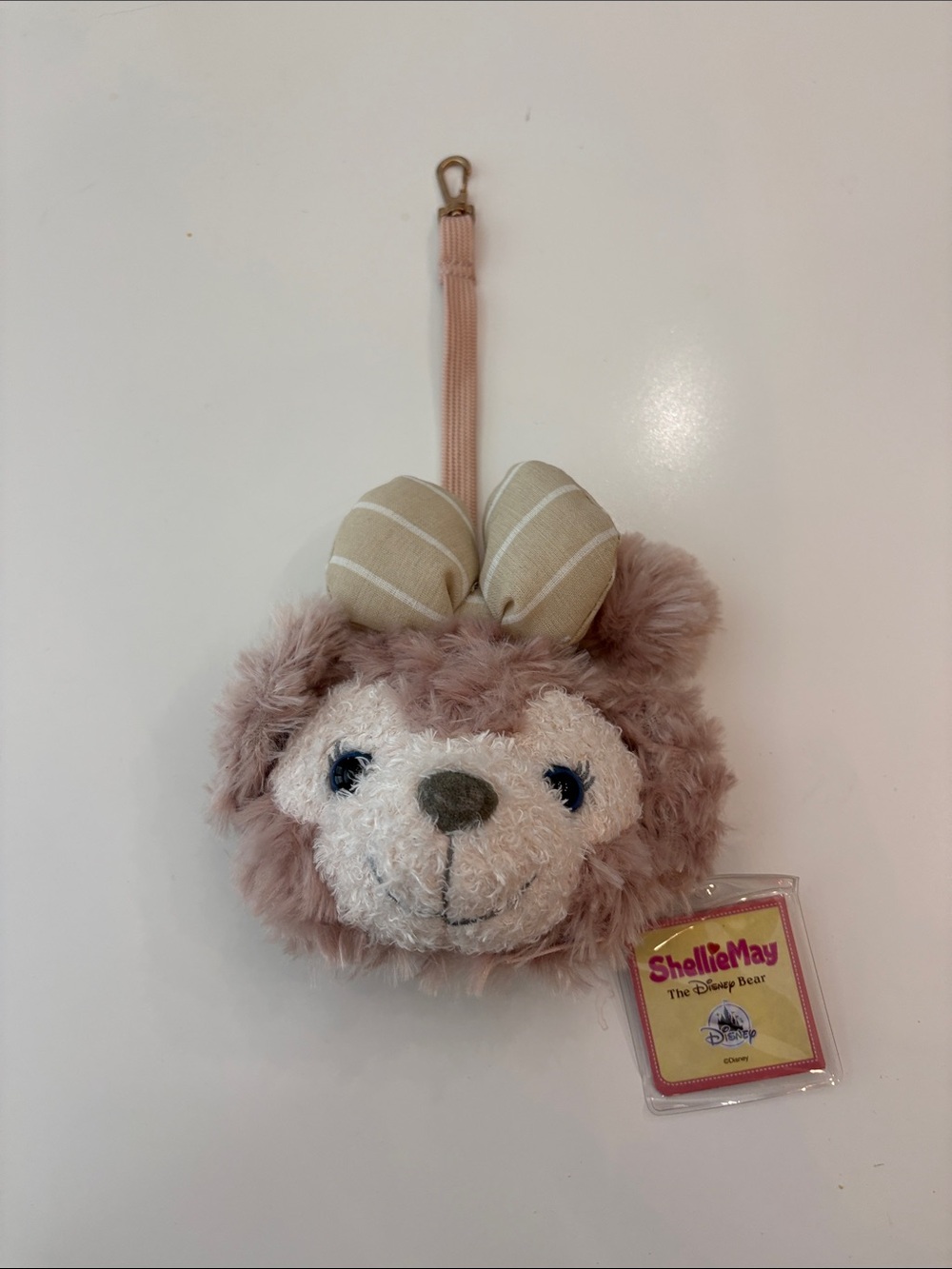 Disney ShellieMay Plush bag charm change purse in Light Pink with Cream Bow